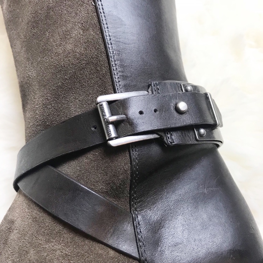 New Vince Camuto Jaran Leather Suede Riding Boots - Picture 4 of 8